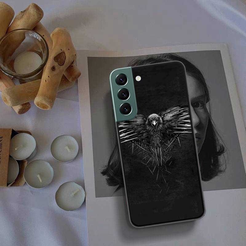 

Чехол-бампер для Samsung Galaxy S24 S22 Ultra S21 Plus S20 S23 FE S10 S10E S9 S8 S7 Edge с рисунком черепа ворона, силиконовый, S Samsung S23