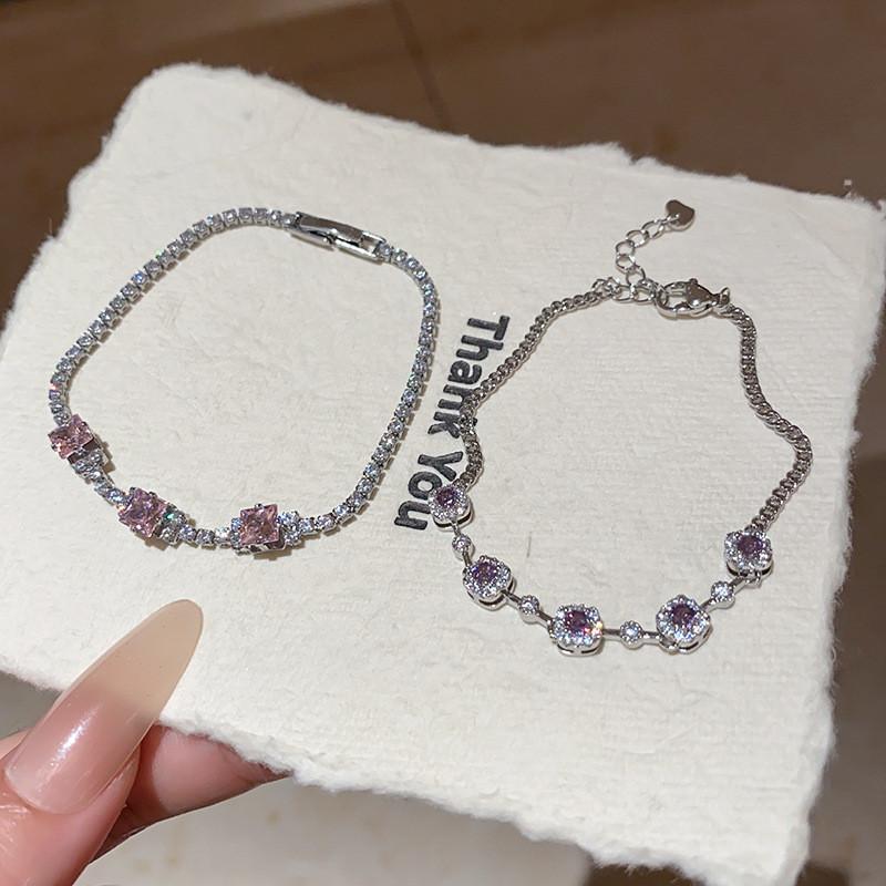 Copper Zircon Stone Charm Bracelet For Women In Light Luxury Fashion Style