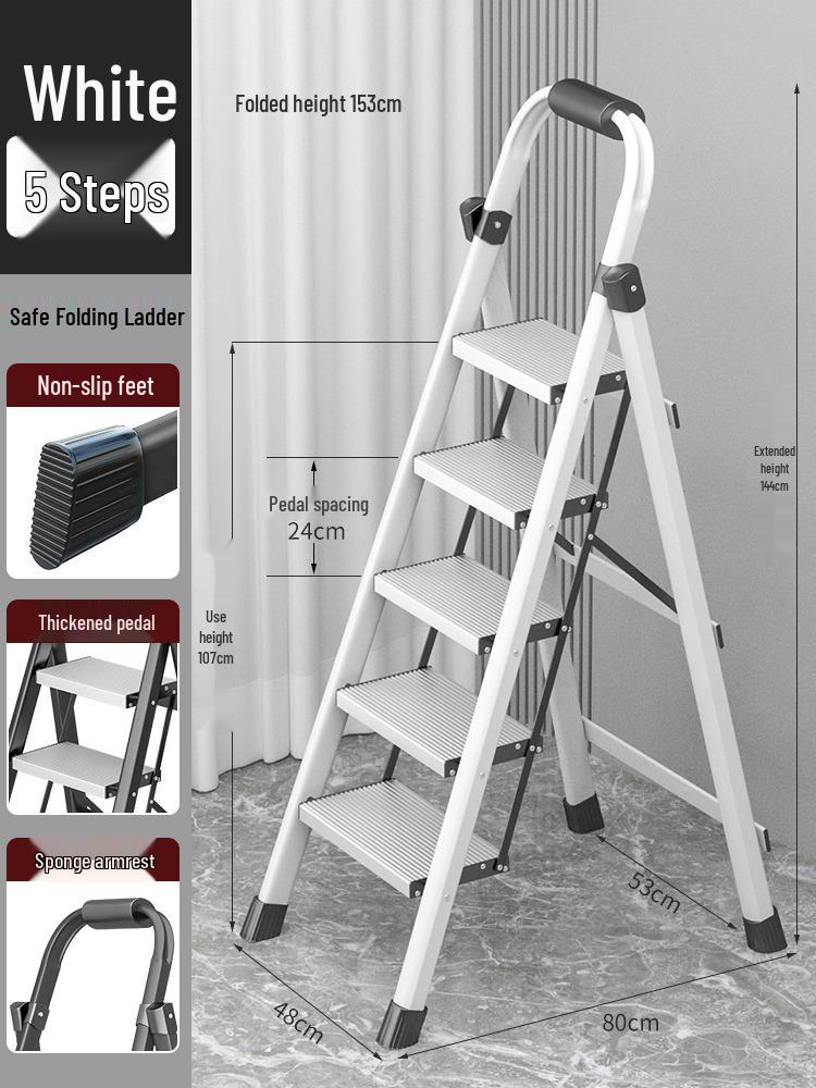German Aluminum Alloy Telescopic Folding Ladder - Safe and Convenient A-Frame for Household Use