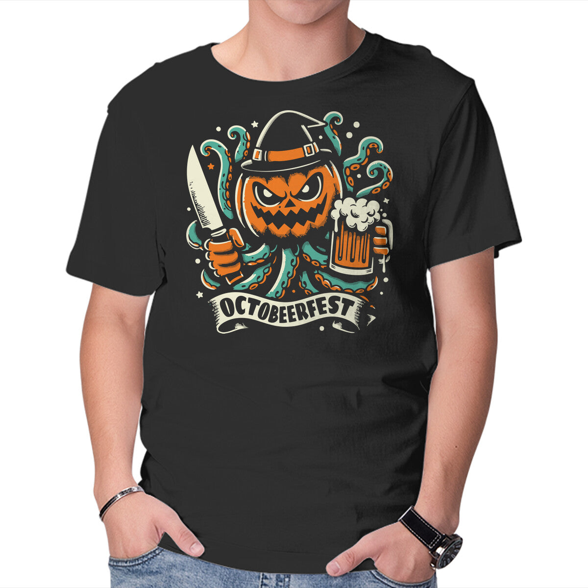 Unisex Crew Neck T-Shirt The Great Pumpkin Kraken Graphic Short Sleeve Casual Tee XXL