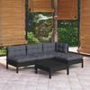 Day and Night - Day and Night Garden Furniture 5 Pieces with Black Pine Wood Cushions