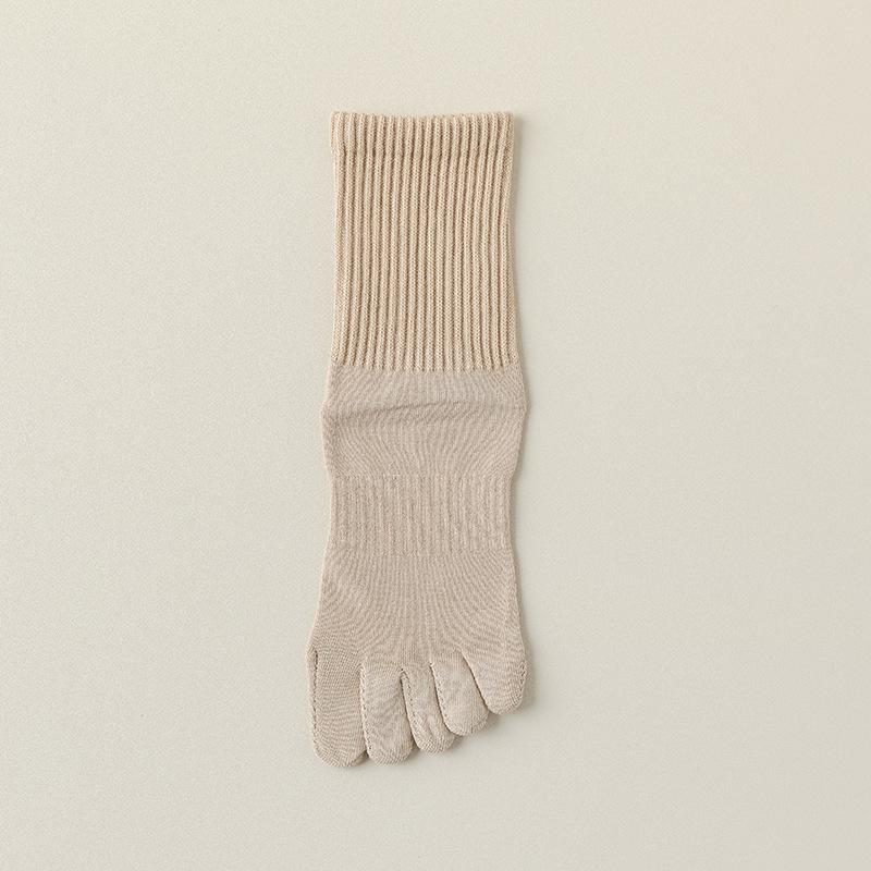 Damskie skarpetki do połowy łydki z pięcioma palcami - Jesień/Zima Czysta bawełna, Odprowadzające pot, Antybakteryjne, Nie mechacące się, Konstrukcja z rozdzielonymi palcami.