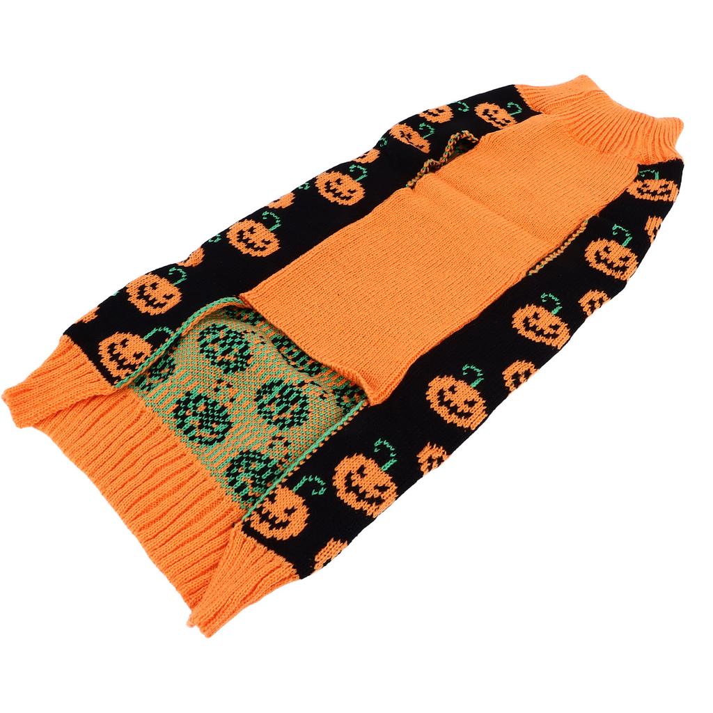 Halloween Hunde Pullover Niedliches Kürbis Muster Hunde Kürbis Rollkragen Hunde Strickwaren für Kleine Hunde Welpen