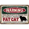 Hilarious Cat Exclusive Metal Sign - "This Property Protected by Fat Cat" Vintage Decor | Ideal Wall Art for Humorous Interiors