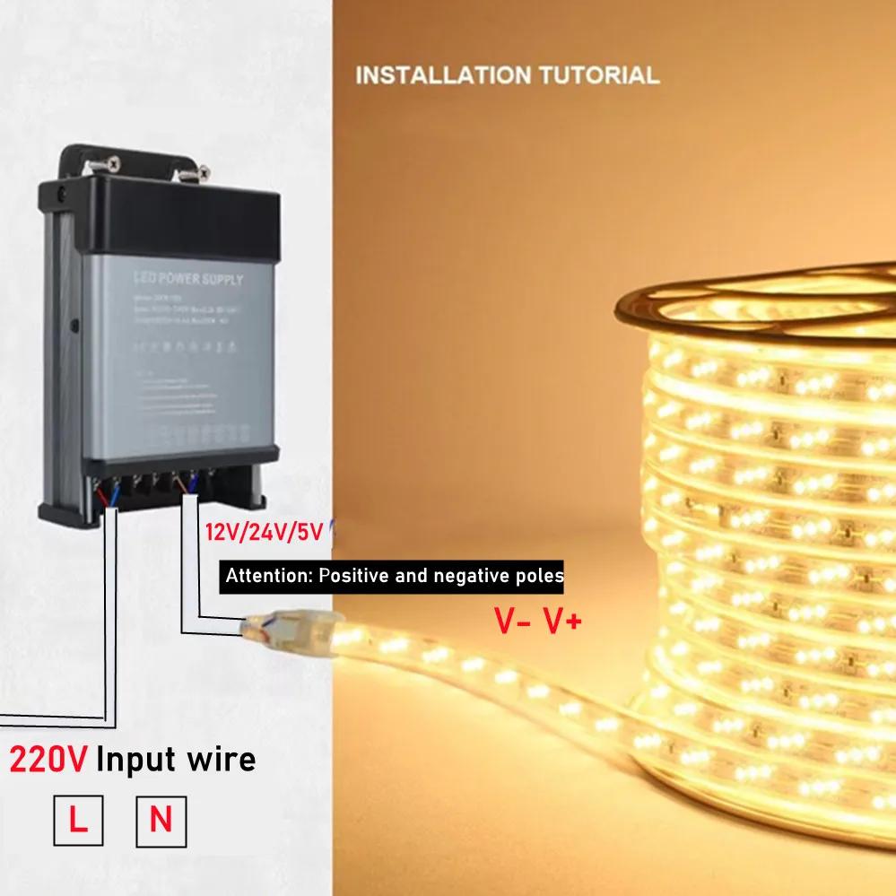 Full Power 5V/12V/24V/36V/48V Rainproof Power Supply Switch Transformer AC 220V Outdoor Adapter 350W 400W 600W SMPS with Filter