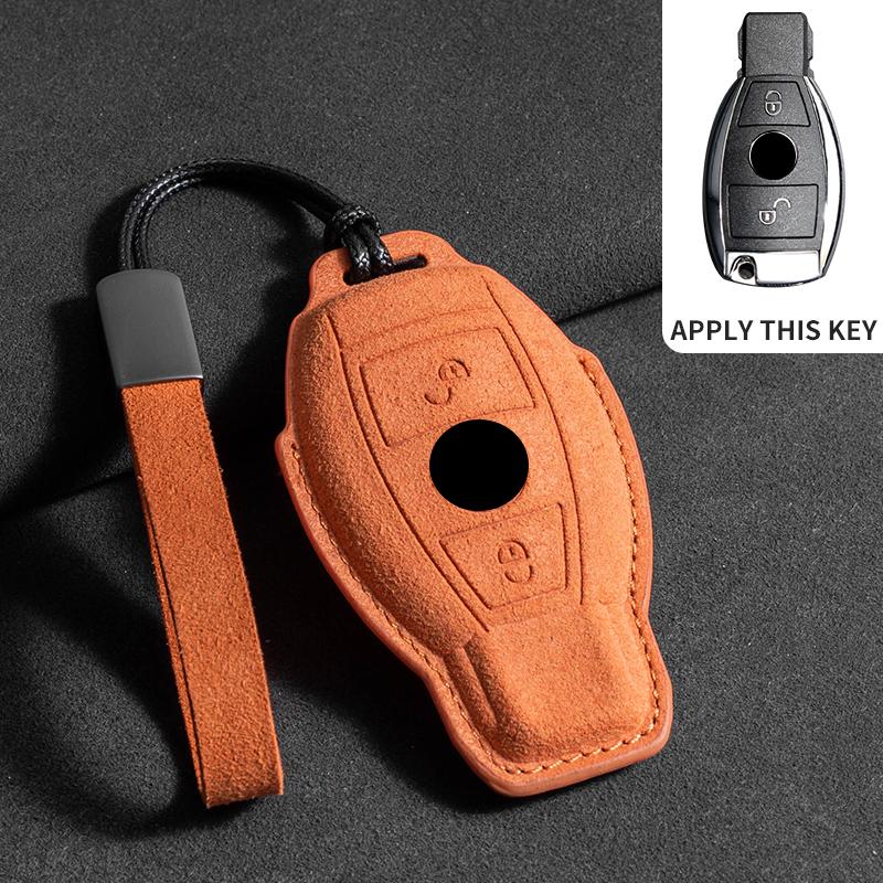 Suede Car Key Case Cover Shell for Mercedes Benz A C E S G Class W177 W205 W213 W222 X167 Amg Glc Cle Cla Glb Gls Car Key Bag