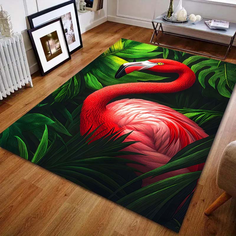 1PC Flamingo with tropical leaves Printed Carpet for Bedroom Living Room Bedside Sofa Floor Mat Modern Home Decor Area Rug