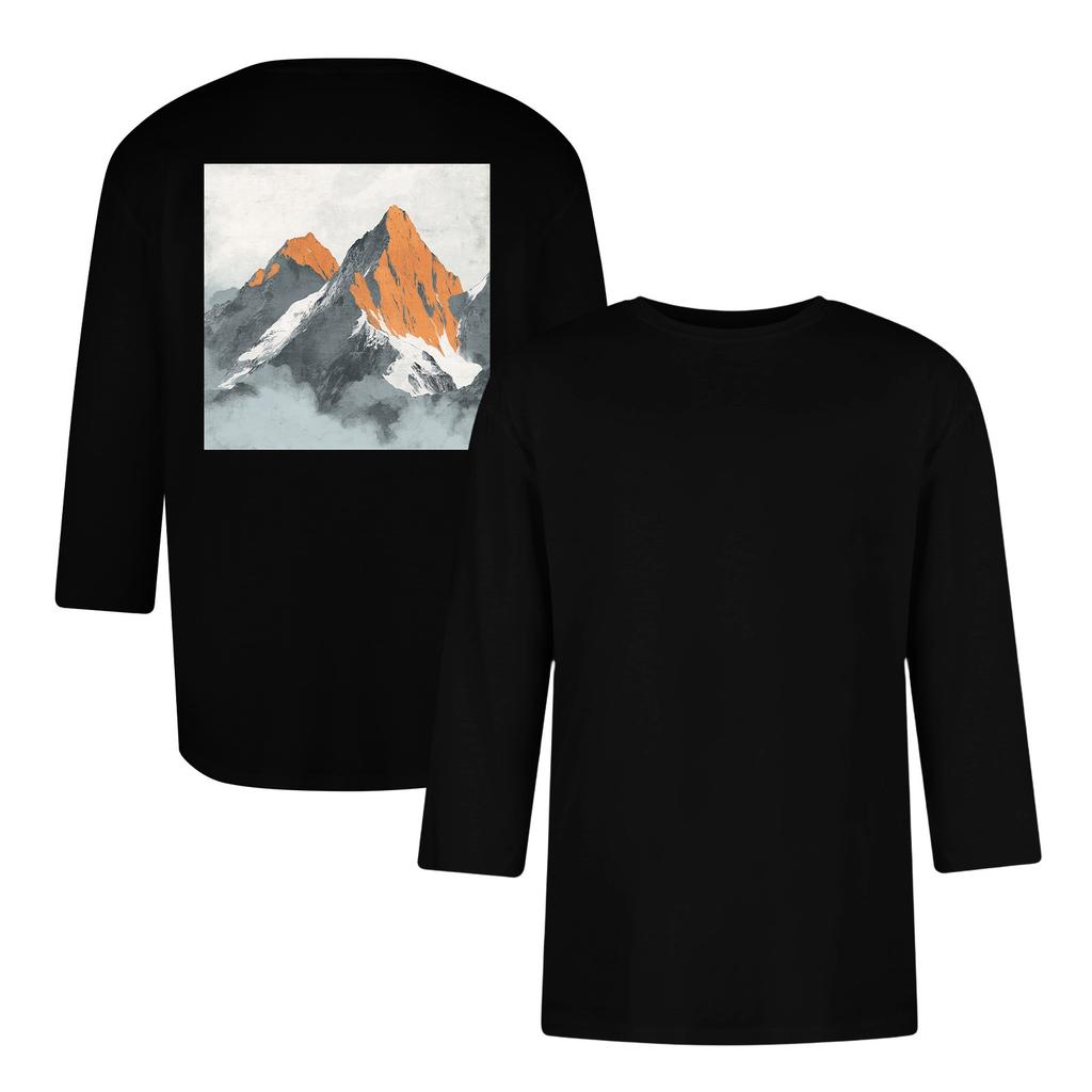 Men's casual and fashionable printed round-neck three-quarter sleeve top T-shirt