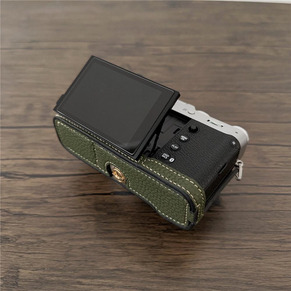 Luxuriöse X100VI PU-Leder Kamera Halbtasche für Fujifilm X100VI Batterieöffnung Bodenabdeckung