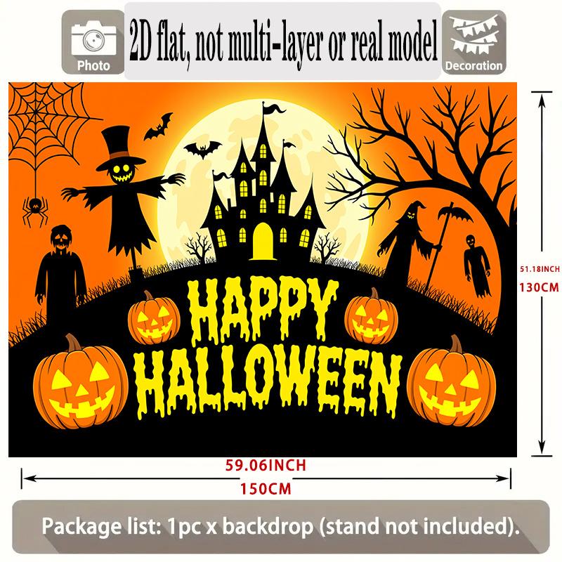 Party Backdrop Halloween Castle Flat Banners Scary Scarecrow Pumpkin Celebrations Wedding Photo Booth Background Front Door Decor