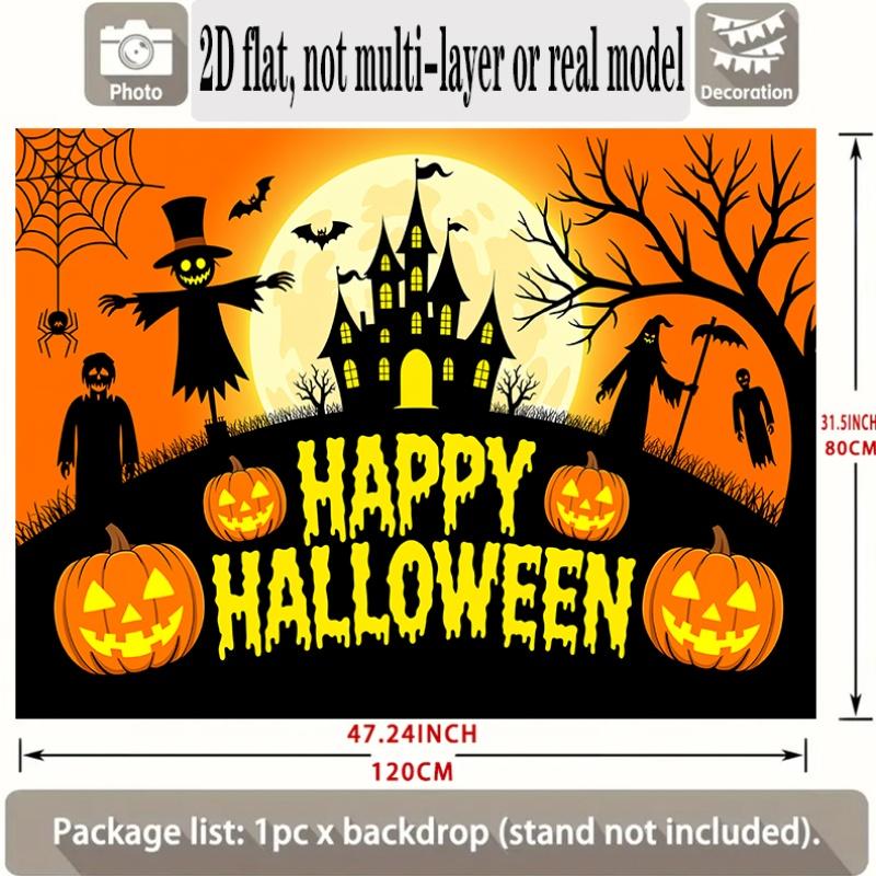 Party Backdrop Halloween Castle Flat Banners Scary Scarecrow Pumpkin Celebrations Wedding Photo Booth Background Front Door Decor