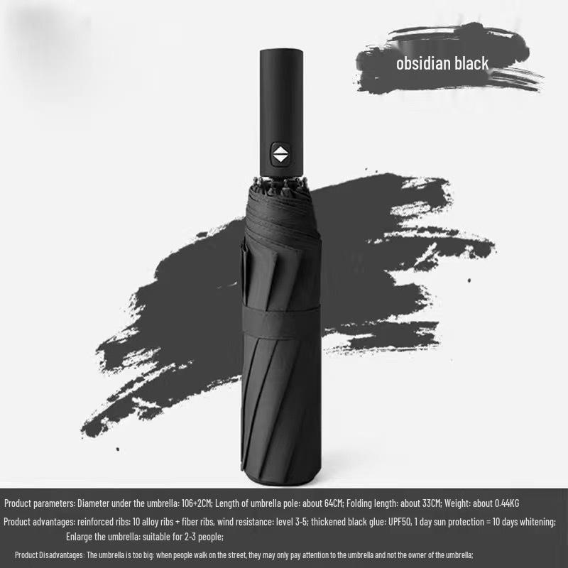 UV Auto Open/Close Large Double Folding Windproof Umbrella for Two, Reinforced for Sun/Rain, Dual Use for Men and Women
