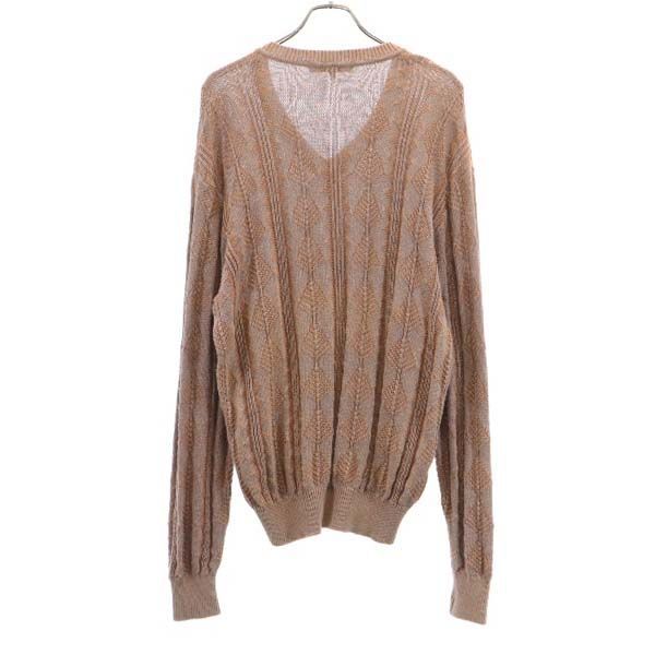 Lanvin Overall Handle Long Sleeve V Neck Sweater 50 Brown Knit Men's Used