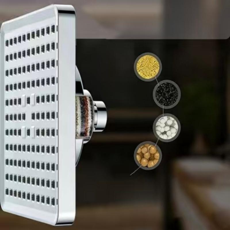 Modern High-Quality Filtered Detachable Adjustable Angles Pressurized Rainfall Shower Head with 2 Water Filters for Shower