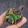 Opal Verde Elvețian Handmade Înfășurat în Sârmă de Cupru Bijuterie Pandantiv 2,48" C1h33