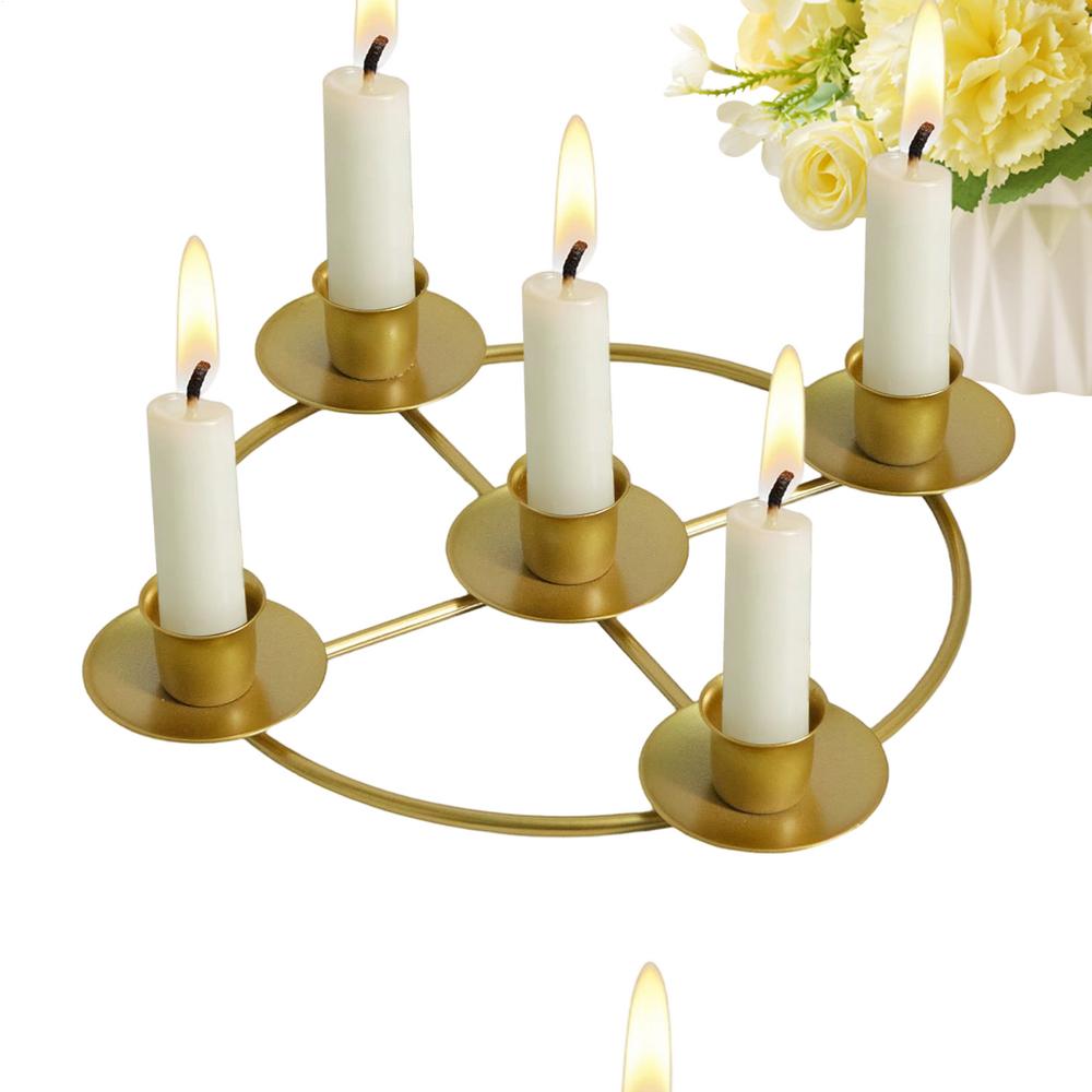 Gold Candle Holders Modern Gold Table Centerpieces Advent Wreath Candle Stick Holders For Home Kitchen Living Room Bedroom