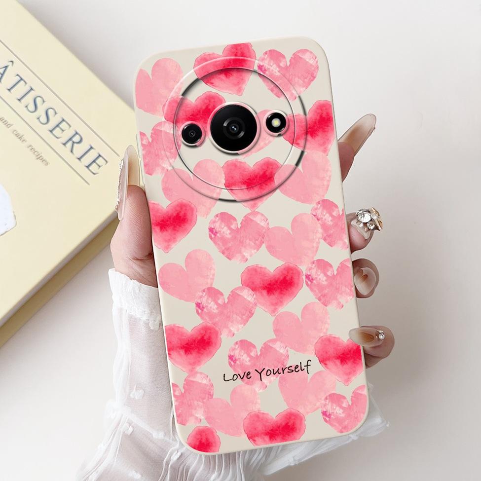 For Redmi A3 4G Phone Case For Xiaomi Poco C61 Cover Silicone Luxury Fashion Flowers Kawaii Cute Cat Painted Shockproof Bumper