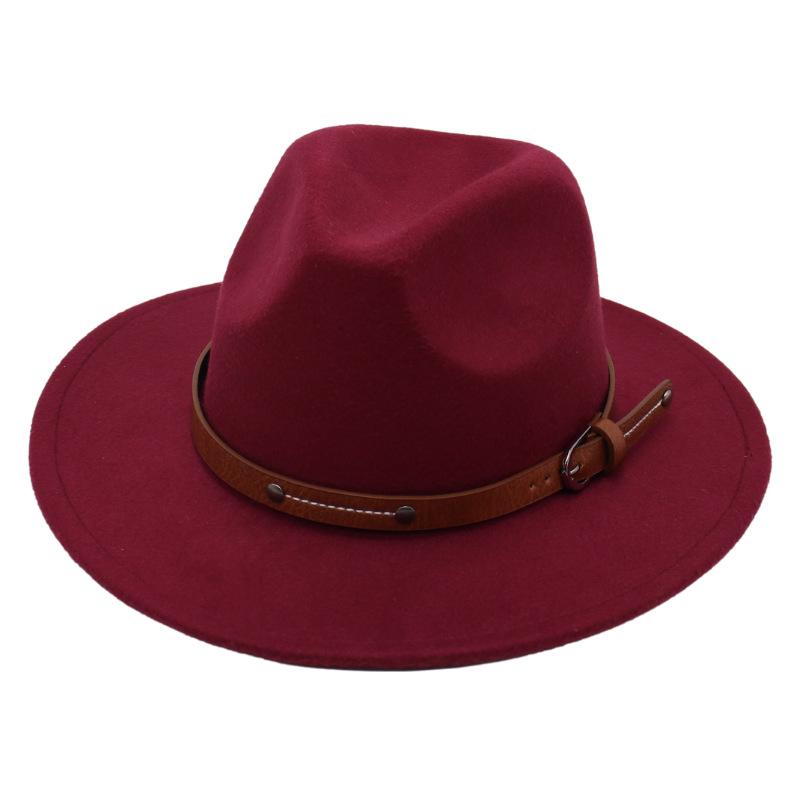 1PC Fashion Wool Fedora Hat Men Autumn Winter Wide Brim Jazz Cap Imitation Woolen Women Church Felt British Hat
