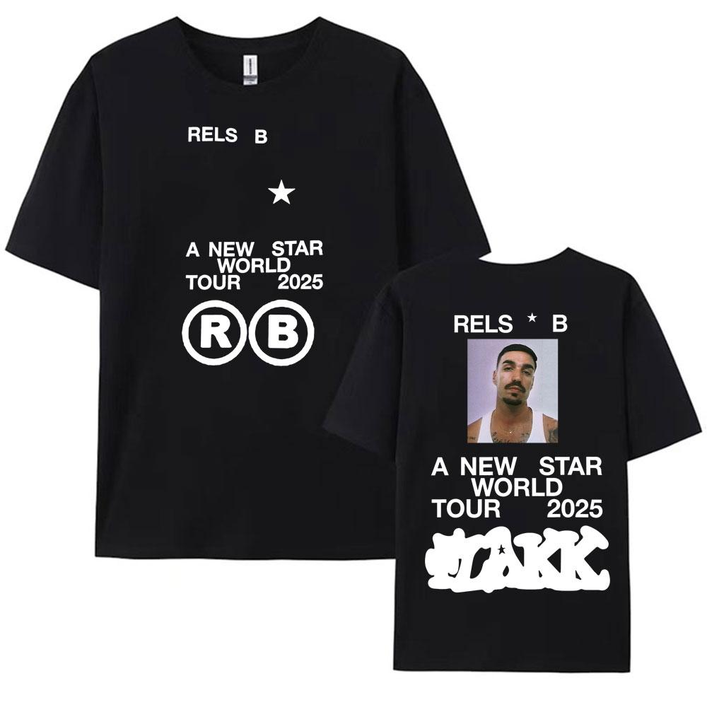 Rapper RELS B Skinny Flakk 2025 Tour Tshirt Men Clothing Fashion Hip Hop Punk Street Tshirts Unisex High Quality Cotton T Shirt