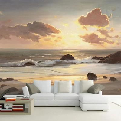 3d Sea Sunrise Sunset Mural Beach Waves Nature Landscape Wall Mural Living Room Tv Bedroom Wallpaper
