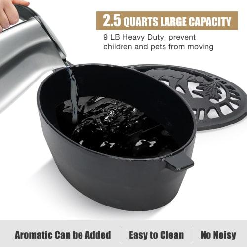 MYFIREPLACEDIRECT Wood Stove Steamer, 2.5 Quart, Wood Stove Humidifier, Decorative Bear Pattern, Cast Iron Steamer for Wood Stoves, Rust Resistant, Ma