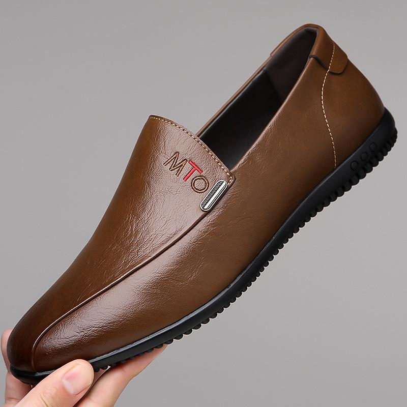 New Men's Casual Leather Shoes Soft Sole Soft Leather Case Foot Shoes Lazy Driving Shoes
