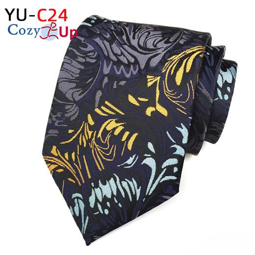 3.15" Fashion Striped PaisleyTie Men Flower Necktie for Wedding