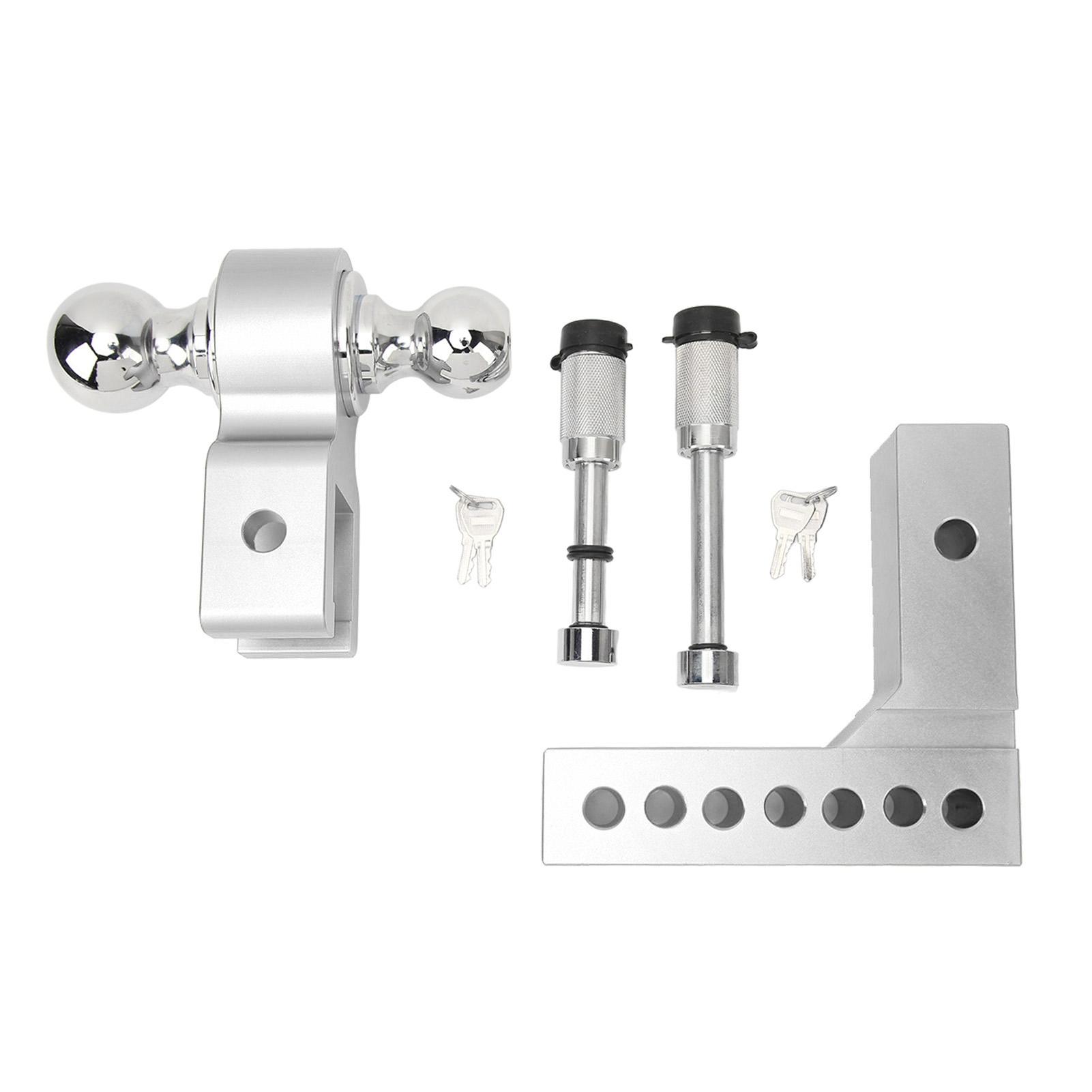 Receiver Hitch Ball Mount Adjustable Trailer Hitch Rustproof for 2in Heavy Truck GTW Traction Hook Receiver