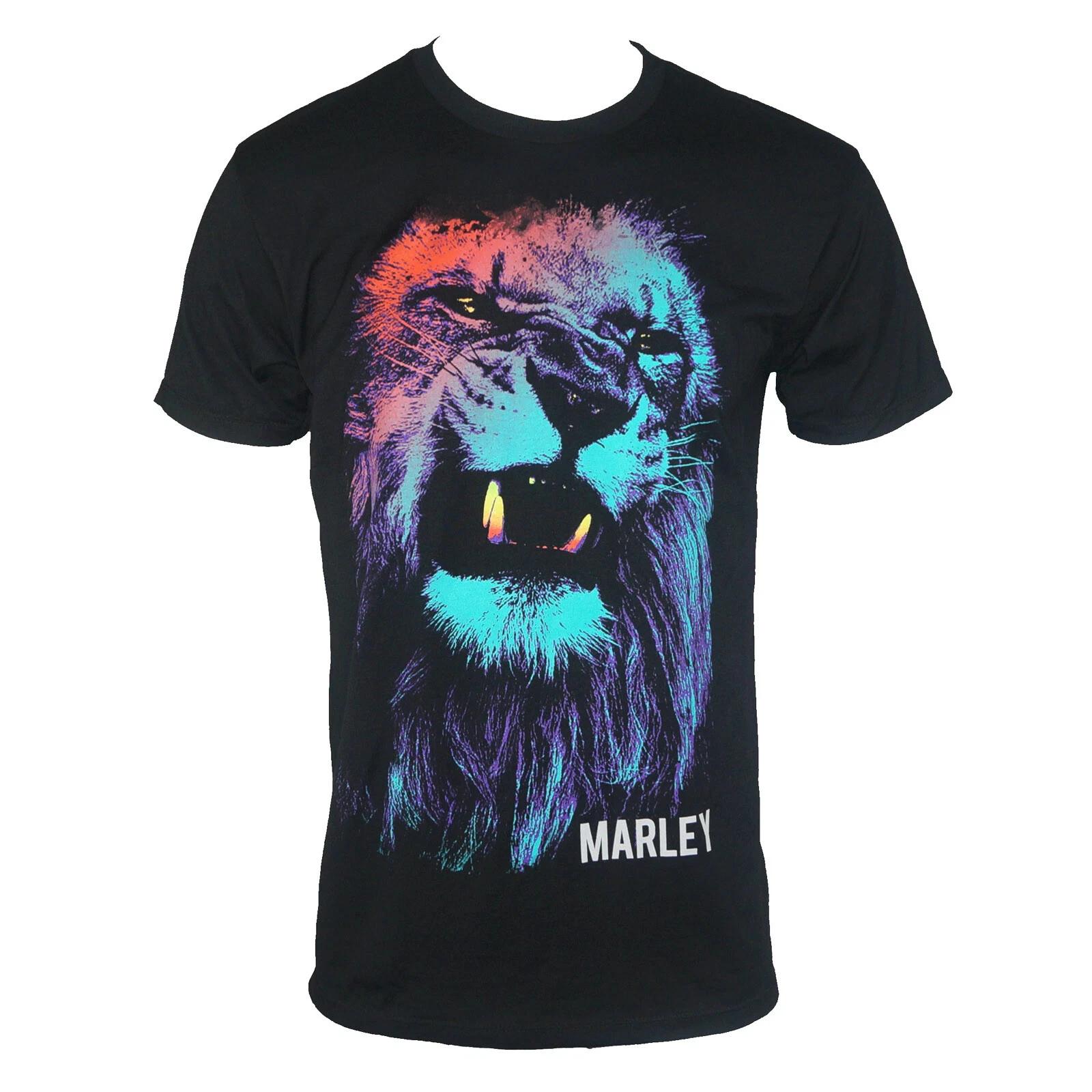 BOB MARLEY Colored Lion Head Black T-Shirt S M L XL 2XL NEW XXL