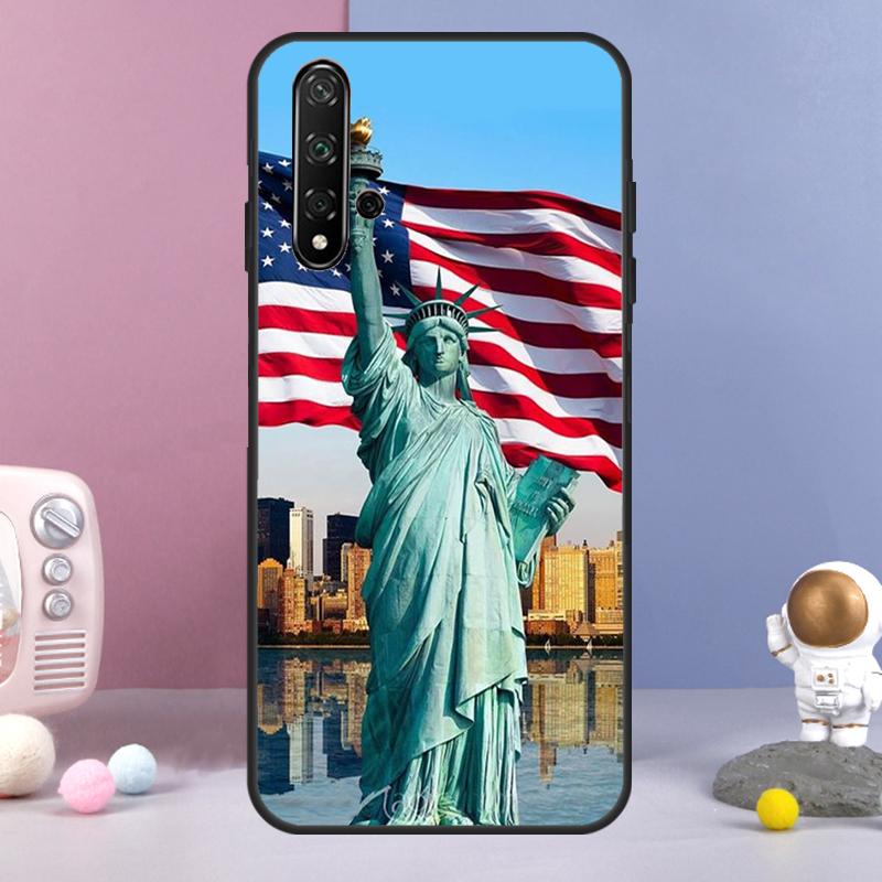 America Flag Statue of Liberty For Huawei Nova Y72 Y61 Y91 Y73 Y90 Y70 Y60 12s 12i 11i 8i 9 10 SE P60 P30 Pro P40 Lite Case