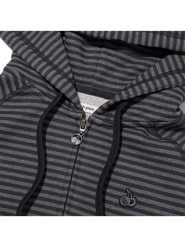 Kirsh Striped Zip-Up Hoodie [Black]