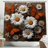Flowers And Butterflies On Retro Wooden Boards Shower Curtain, Bathroom Shower Curtain, Waterproof Shower Curtain With Hooks