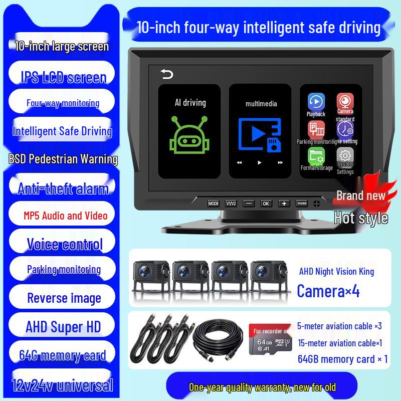 4K HD 360° Panoramic Dash Cam with Night Vision, Front & Rear Dual Recording, No-Wire Installation, Parking Monitor