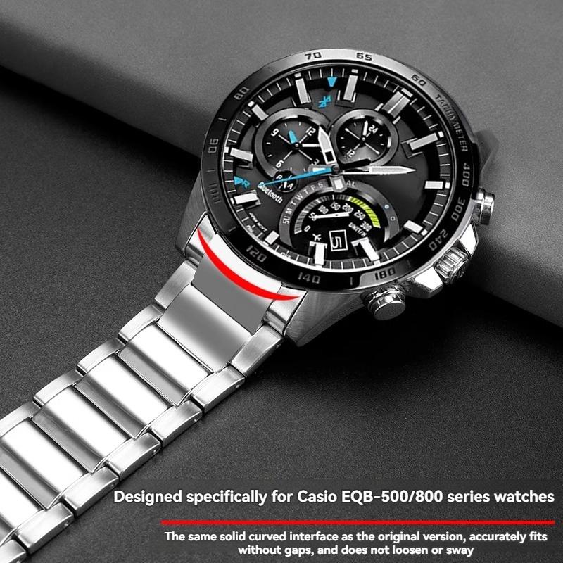 Для серії Casio EDIFICE Ремінець EQB-500 EQB-501 EQB-800 EFR-303 Зі Solid вигнутим кінцем Ланцюжок для годинника з нержавіючої сталі Чоловічий 22 мм Ремінець для годинника