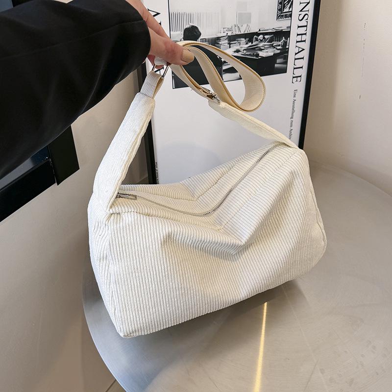 Velká retro plátěná taška přes rameno z manšestru pro ženy 2023 - Ležérní crossbody taška pro studenty