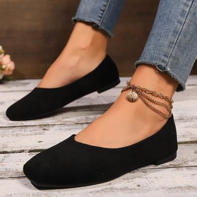 Nadrozmerné 36-43 Dámske balerínky Slip-on ploché topánky Cukríkové farby Dámske lodné topánky Čierne mokasíny Dámske balerínky z umelej semišovej kože