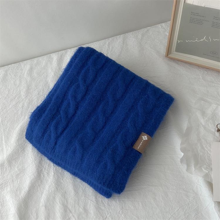 Korean Retro Pattern Wool Blend Scarf - Warm, All-Match, Unisex Winter Neckwear