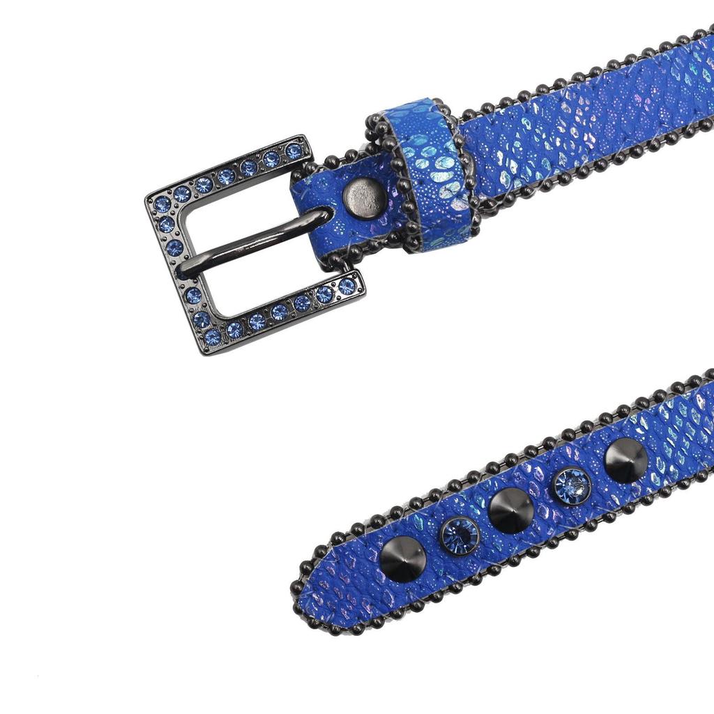 Women's 2.3cm Wide Rhinestone Leather Belt - European and American Cowboy Style Waistband