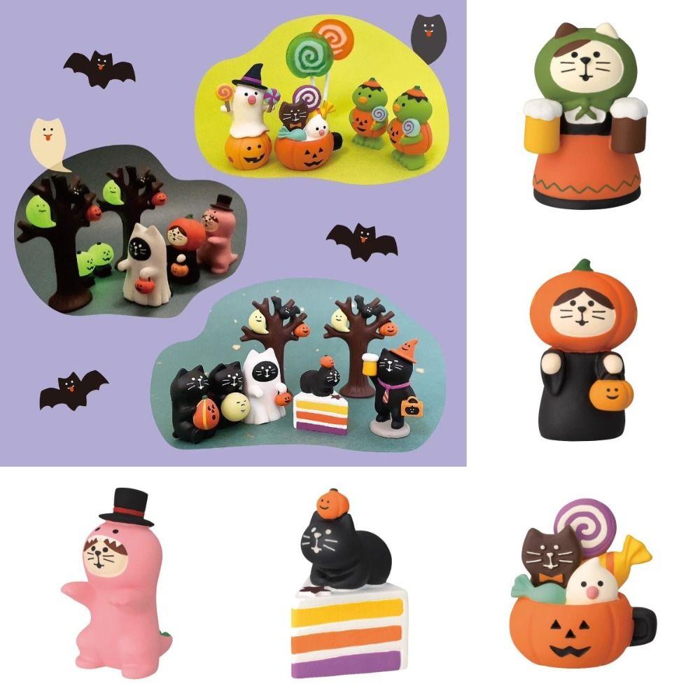 3D Pumpkin Micro Landscape Japanese Sundries Style Resin Pumpkin Desktop Ornament Prop Pumpkin Cartoon Cat Crafts Halloween