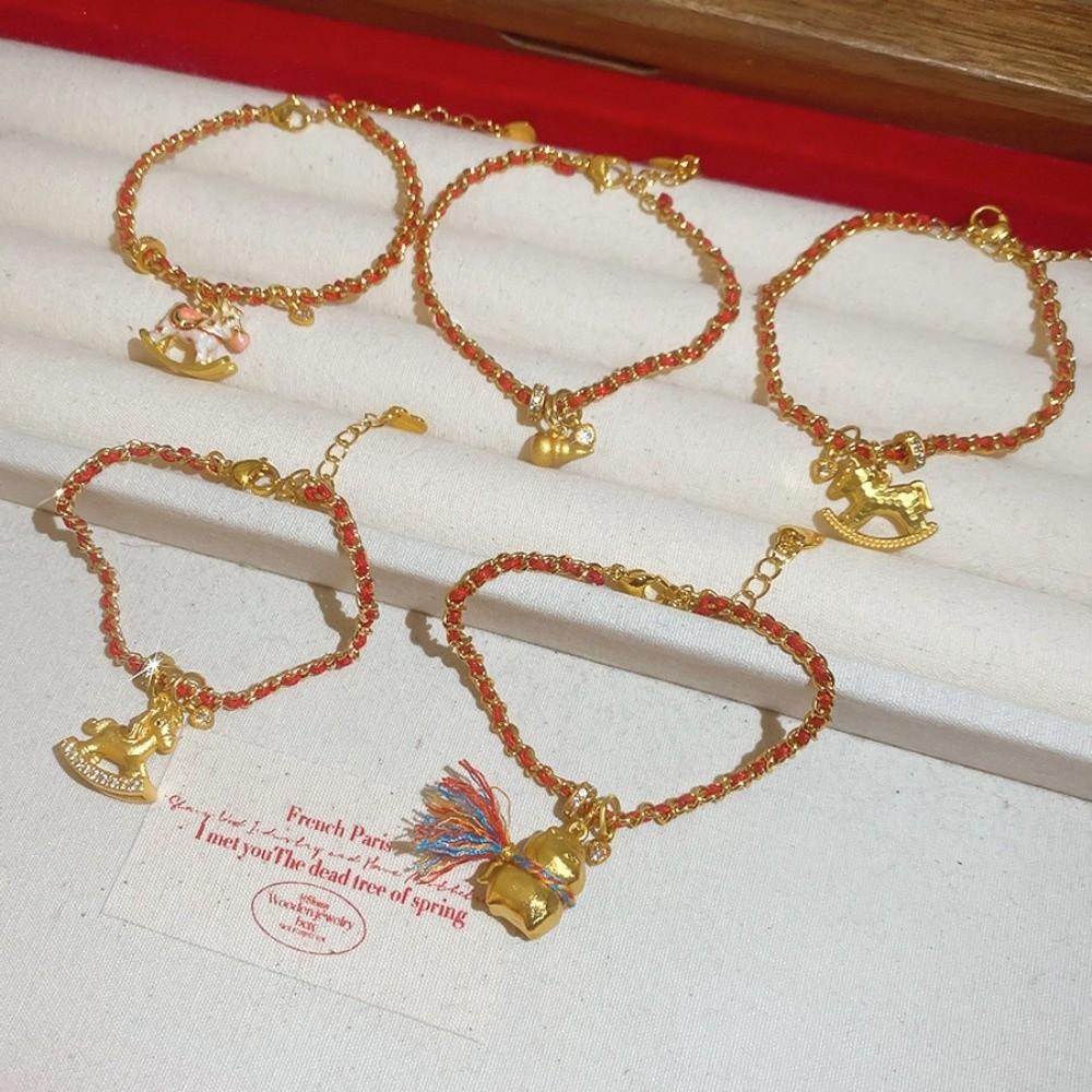 Chinese Horse Year Zodiac Horse Beads Bracelets Calabash Chinese Style Bangle  Couple