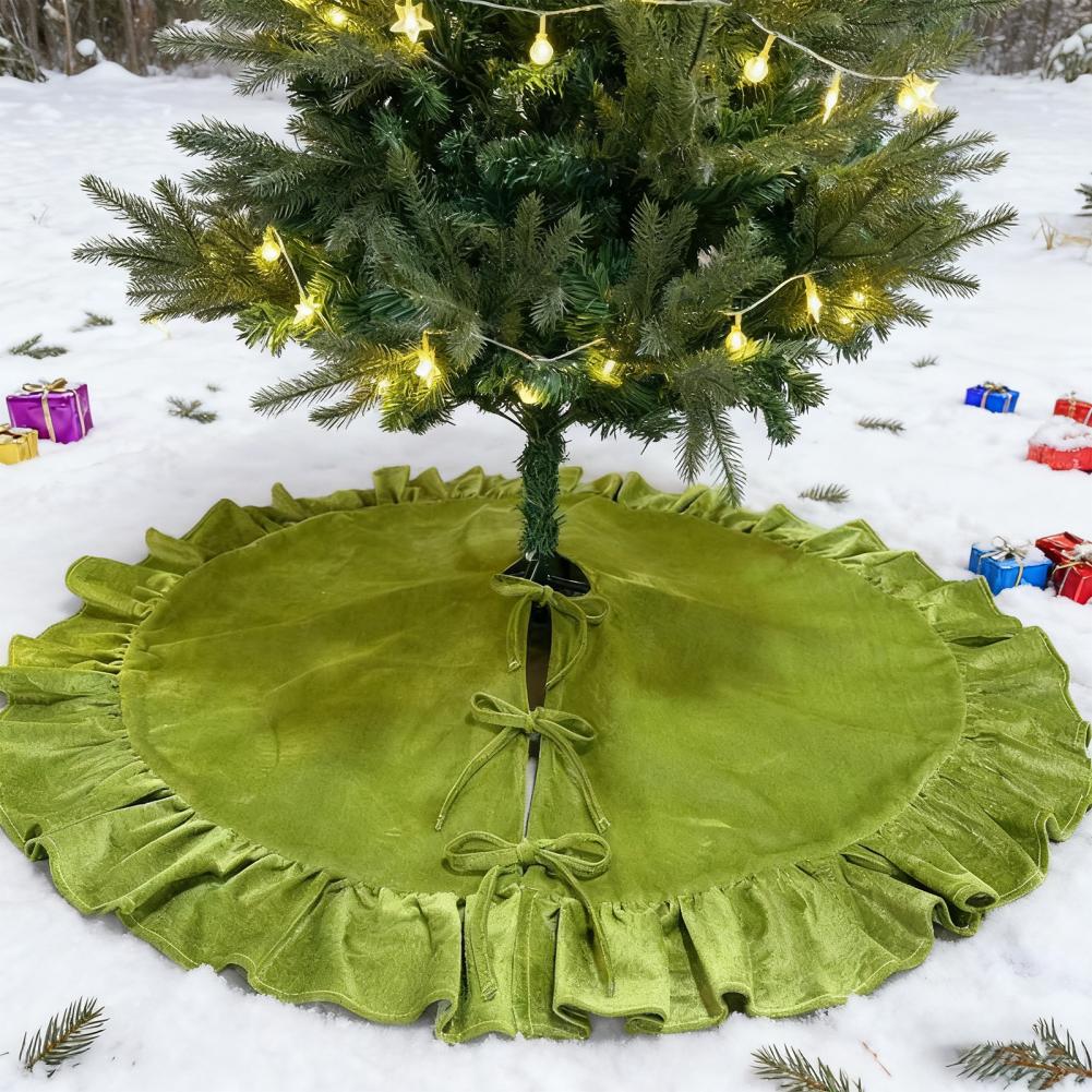 Gonna per Albero di Natale in Velluto da 48 Pollici Gonna Festiva Arricciata Decorazione Natalizia Rustica Morbido Grembiule Festivo per Celebrare Accoglientemente