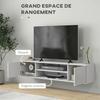 Meuble Tv Mural - HOMCOM - Suspendu Contemporain 2 Placards 2 Niches 2 Passe-câbles - Bois - 140x30x30cm - Blanc