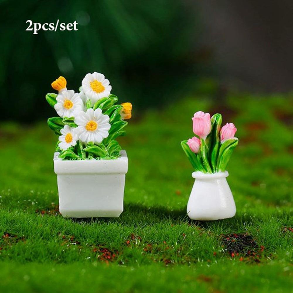 Mini Green Leaves Plant Pot Multistyles Bonsai Garden Home Model  Doll House Accessories