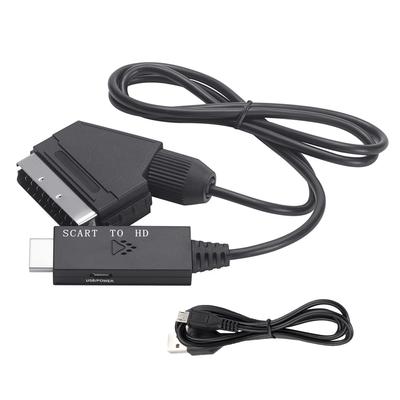 Scart To HDMI-compatible Converter HD 1080P Audio Video Adapter with USB Cable For HDTV Sky Box DVD TV Signal Upscale Converter