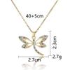 Women's Butterfly Necklace with Colored Zircon: Elegant Titanium Steel Clavicle Chain, Non-Fading, European & American Style