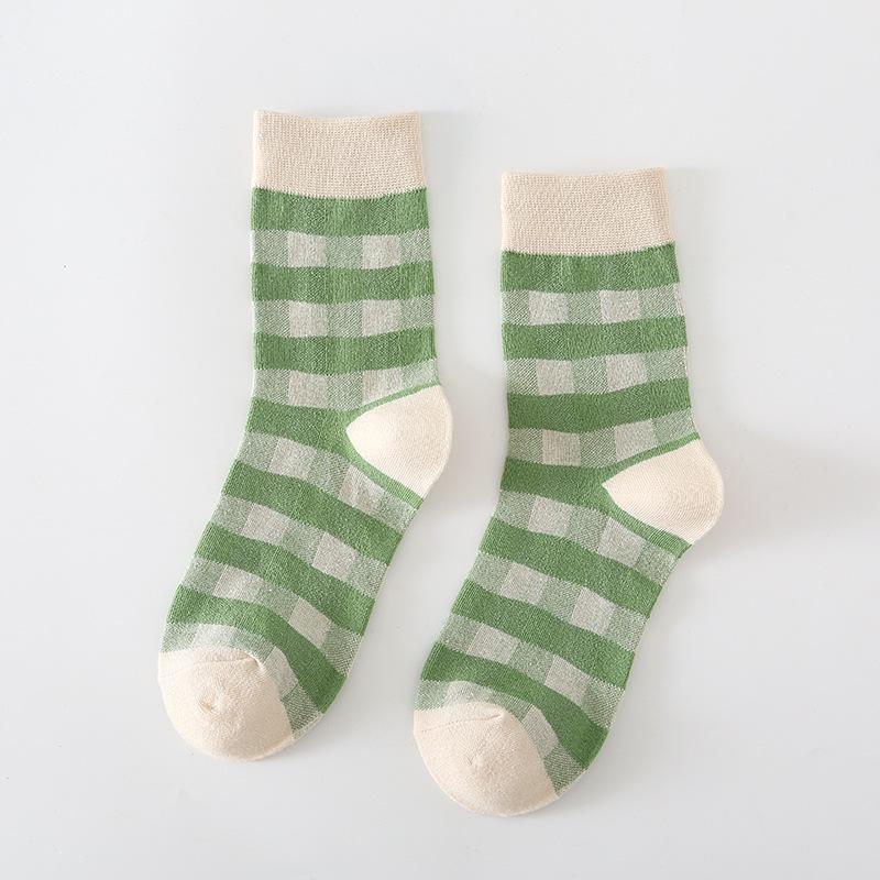 

Женские весенне-осенние новые дышащие индивидуальные зеленые носки из хлопка до колена 1 pair