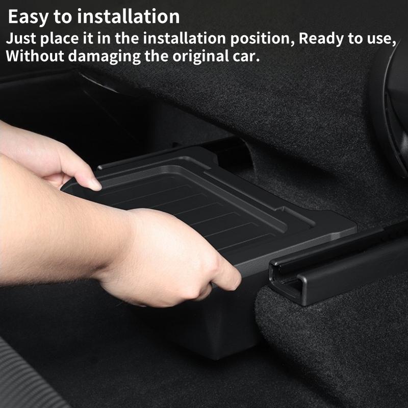 For Tesla Model Y Juniper / Launch 2025 Rear Center Console Floor Storage Box TPE Backseat Organizer Tray Interior Accessories
