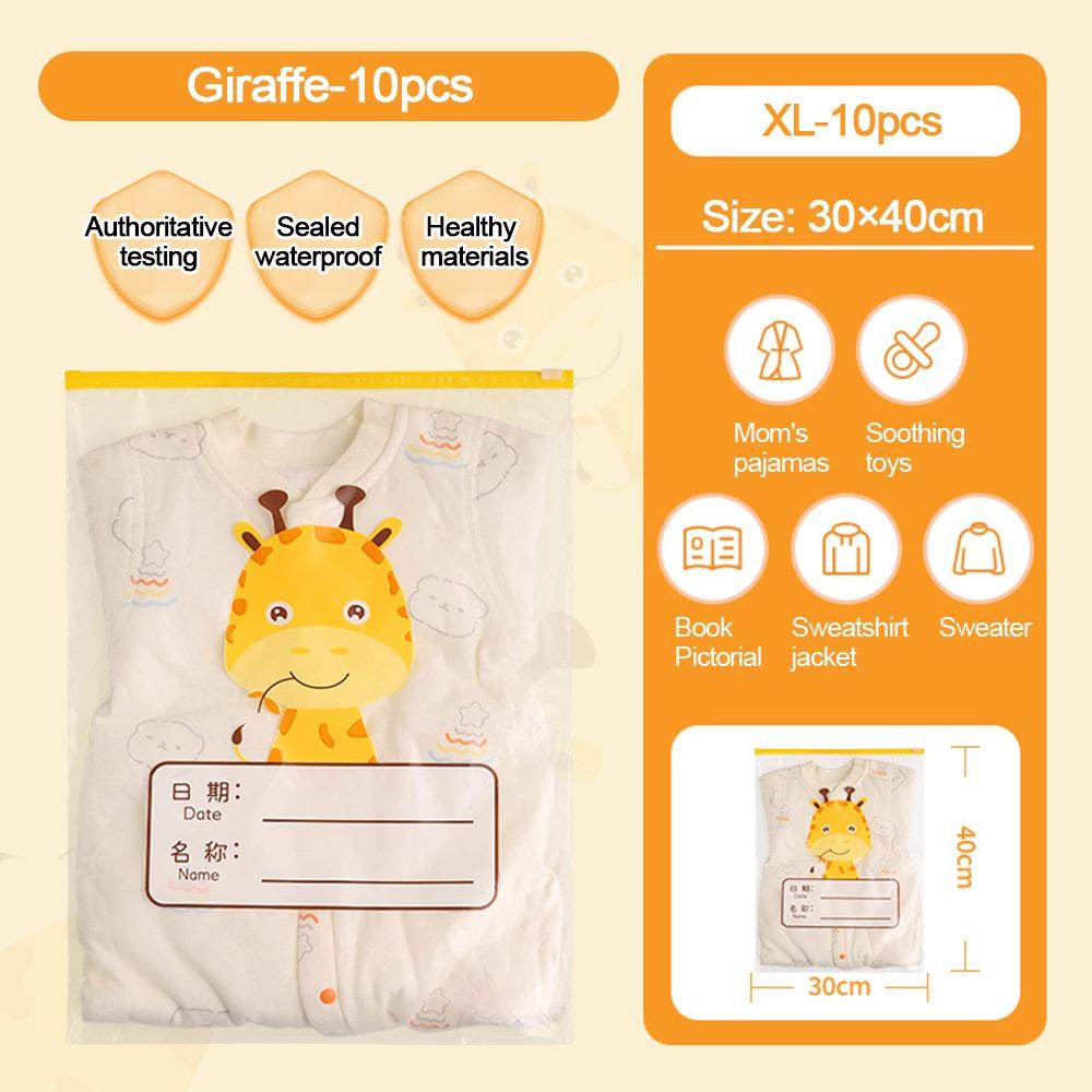 Durable Space Saving Storage Bag Large Capacity Transparent Zipper Bag Lion Giraffe Quilt Storage Bag Kindergarten