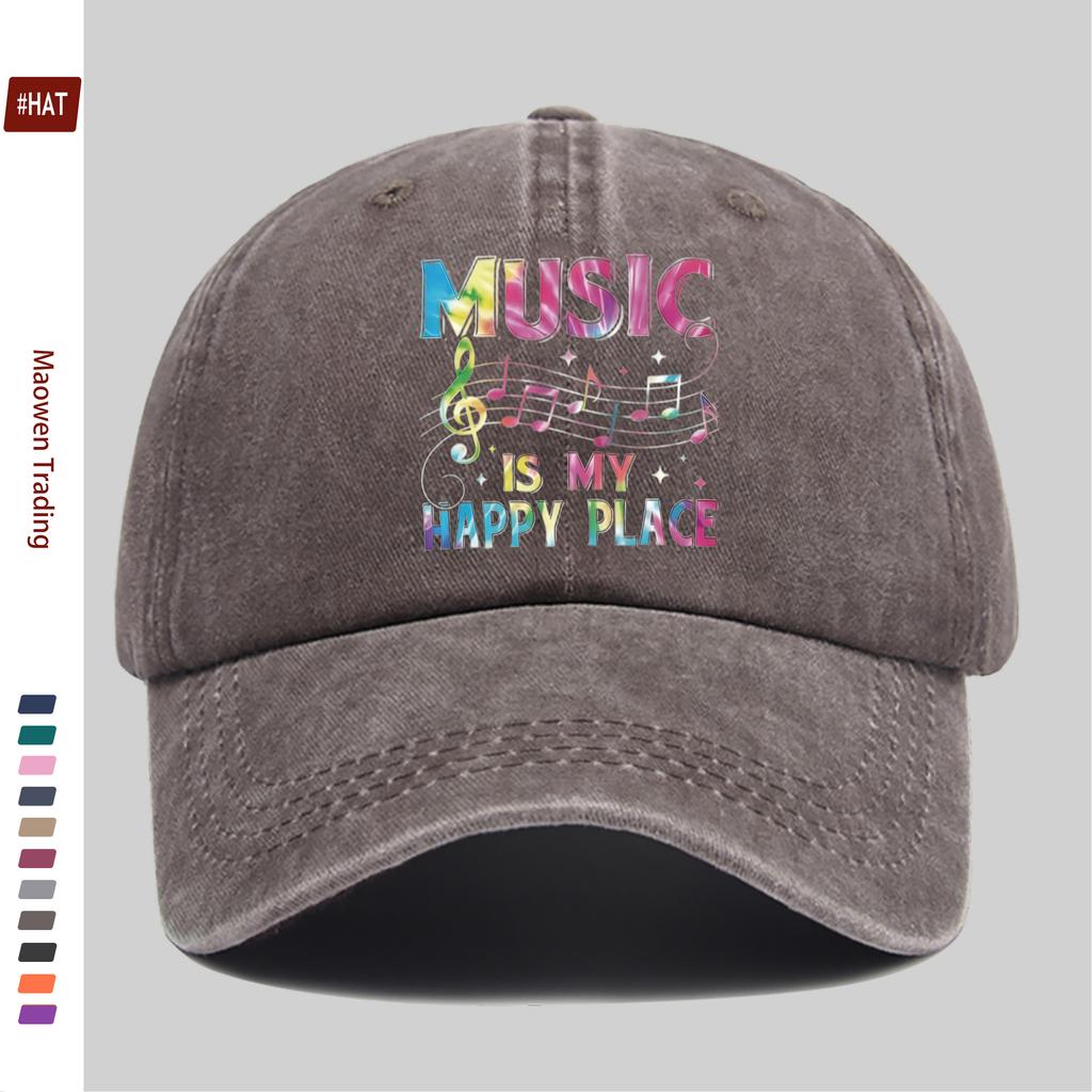 Pc Music Paradise Melody Melody Brings Joy Letter Print Hat Concert Pattern Print Baseball Cap Unisex Design Sun Hat Multip