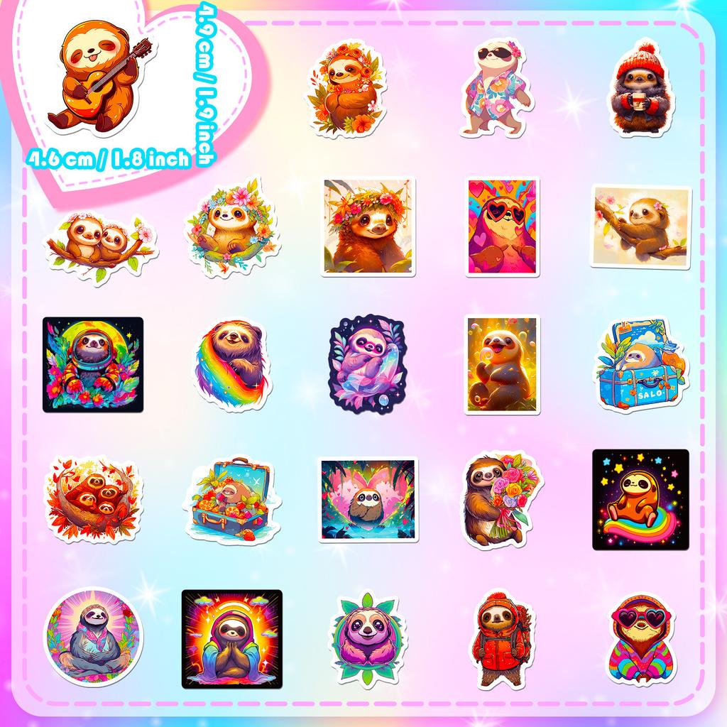 50 Cartoon Sloth Stickers New Animation Style Cute Cartoon Sloth Personalized Creative Stationery Stickers